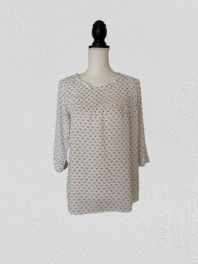 New Lee Cooper Blouse Woman’s White  Floral 3/4 Sleeve Blouse, Sz M